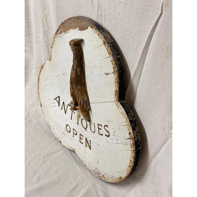 Wood Americana Antique Store Hand Carved Wooden Sign For Sale - Image 7 of 12