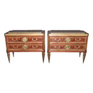Pair of Brass Mounted Flame Mahogany Russian Baltic Directoire Style Commodes For Sale