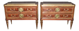 Pair of Brass Mounted Flame Mahogany Russian Baltic Directoire Style Commodes