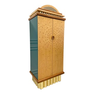Post-Modernist Bird’s Eye Maple, Lacquer, and Gold Memphis Style Wardrobe For Sale