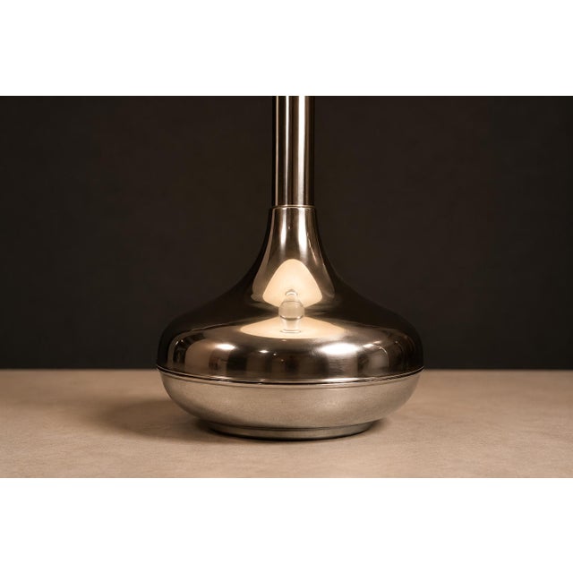 1960s Rewired Brazilian Modern Table Lamp in Chrome Metal and Acrylic Shade For Sale - Image 4 of 15