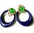 2020s 14k Yellow Gold Emerald, Diamond & Lapis Door Knocker Clip-on Earrings, Pair For Sale - Image 5 of 9