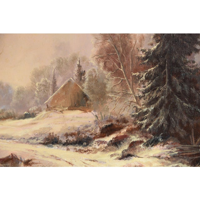 Hermann Dieste, Winter Forest Landscape, 1980s, Oil, Framed For Sale - Image 8 of 12
