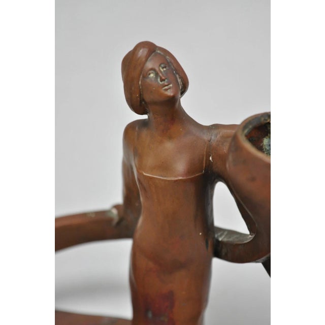 Antique Art Nouveau Austrian Bronze Woman Figural Sculpture Candlestick Holder For Sale - Image 4 of 18