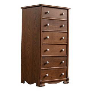 Vintage Oak Six-Drawer Swing-Out Cabinet For Sale