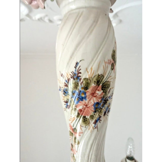 Large Italian Porcelain Three Tier Chandelier in the style of Capodimonte, 1950s For Sale - Image 9 of 13