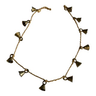 Vintage Handcrafted Brass Bell Garland on Rope For Sale