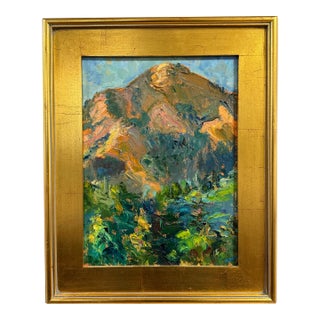 Margaret Rose "Santa Lucia at Sunset" Original California Plein Air Oil Painting Big Sur Impressionist Landscape 2001 For Sale