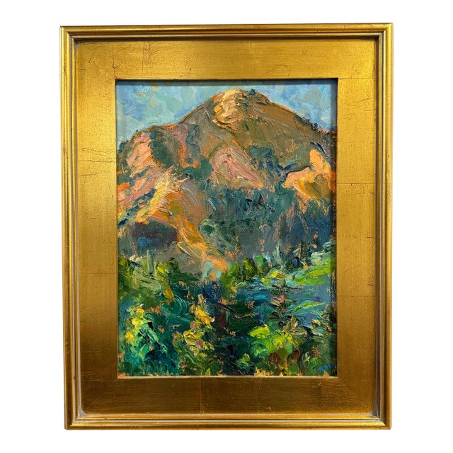 Margaret Rose "Santa Lucia at Sunset" Original California Plein Air Oil Painting Big Sur Impressionist Landscape 2001 For Sale
