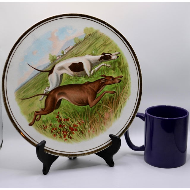 Rustic European Antique 10" r.k. Beck Sporting Hound Porcelain Cabinet Plate - Circa 1910 For Sale - Image 3 of 12