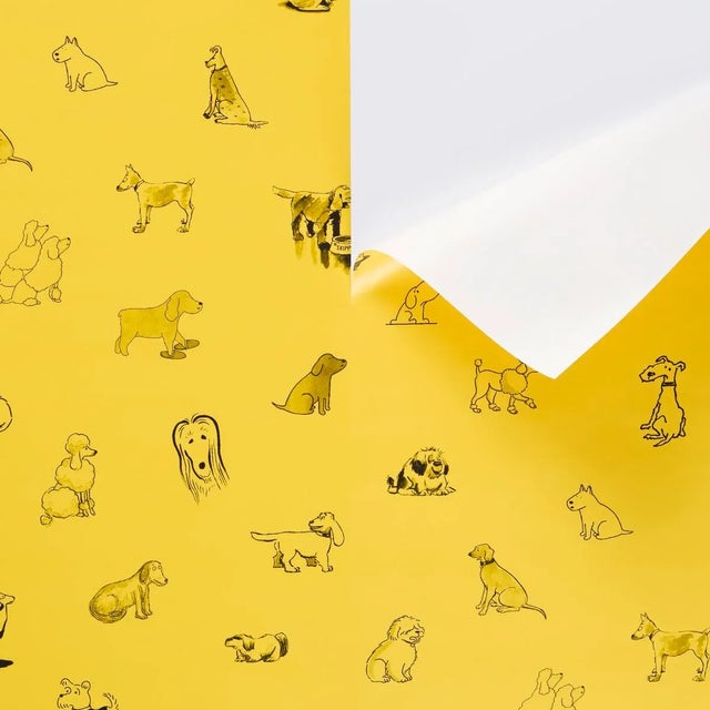 SAMPLE - Schumacher x The New Yorker Good Dogs Everywhere Peel & Stick Wallpaper In Taxi-Cab Yellow For Sale In Charlotte - Image 6 of 7