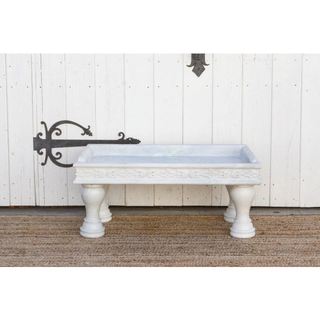Floral Handcarved Marble Trough Coffee Table For Sale - Image 13 of 13
