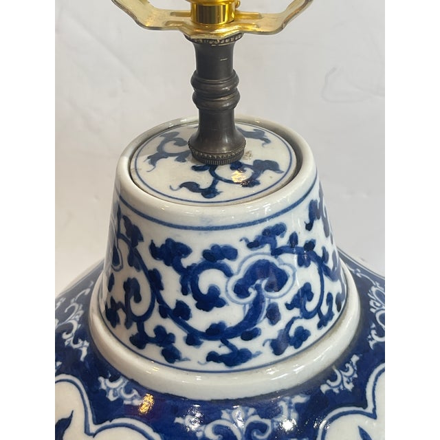 Blue Antique Blue & White Chinese Porcelain Lamps, Hong Kong - a Pair For Sale - Image 8 of 17