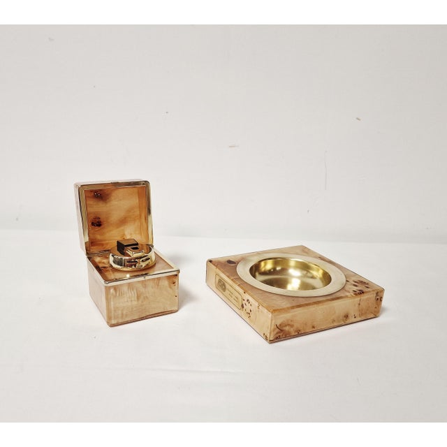 1970s Table Lighter and Ashtray in Briar Wood and Brass from Emmebi, 1970s, Set of 2 For Sale - Image 5 of 18
