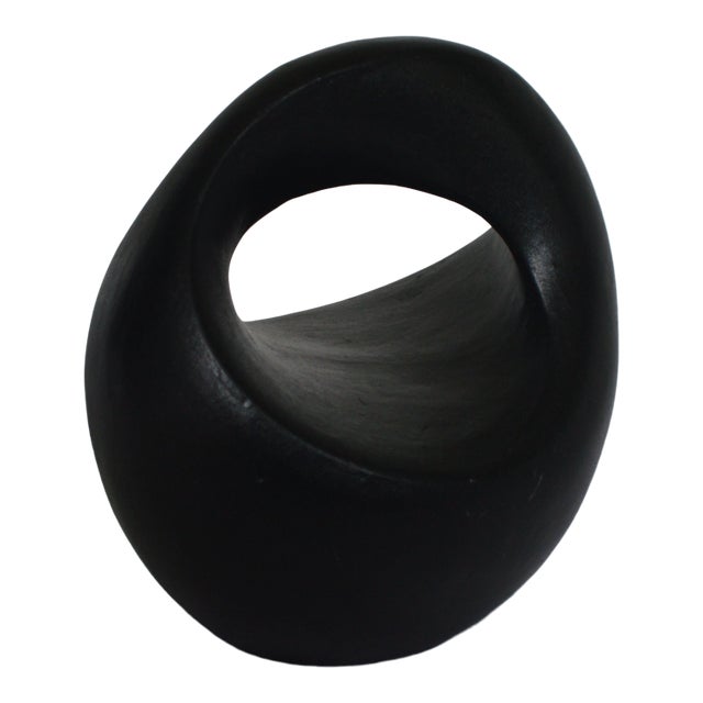 Modern Style Biomorphic Matte Black Terracotta Sculpture For Sale