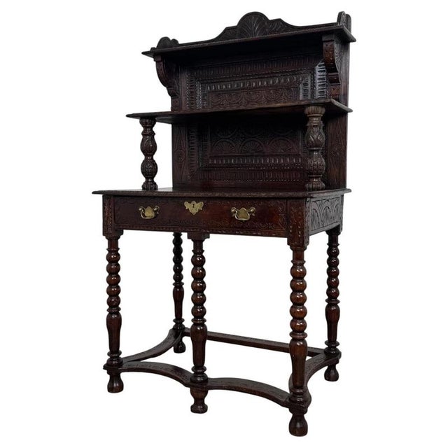 19th Century English Bobbin-Turned Oak Side Table For Sale - Image 10 of 12