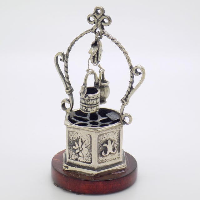 Italian Vintage Italian Handmade Genuine Silver & Wood Water Well Figurine Dollhouse Miniature For Sale - Image 3 of 9