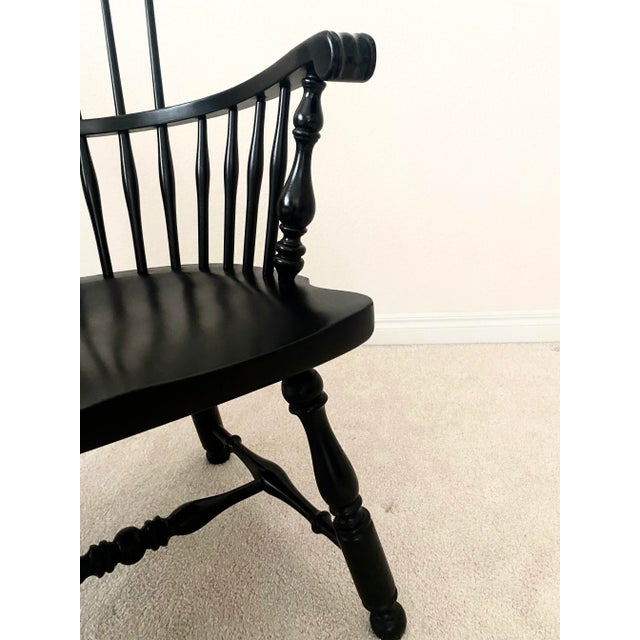 Black Ethan Allen Baumritter Stunning Black Windsor Comb Back Armchair Excellent Mint Condition. For Sale - Image 8 of 17
