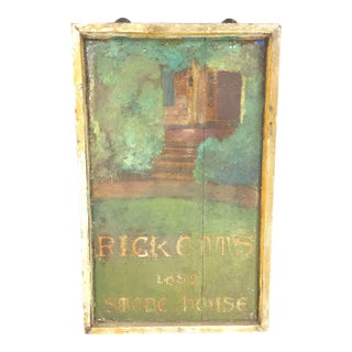 Antique 1852 Outdoor Painted Sign Rickett's Stone House Clemuel Ricketts Mansion Pennsylvania For Sale