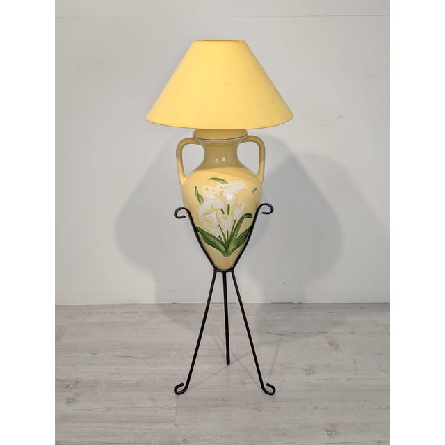 Ceramic Vintage Ceramic Orange Floor Lamp, 1980s For Sale - Image 7 of 18