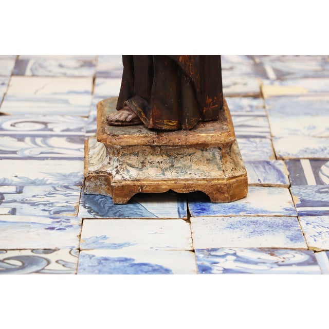 Antique Large Saint Anthony of Padua With Glass Eyes and the Child Jesus, 18th Century, Portuguese For Sale - Image 18 of 18