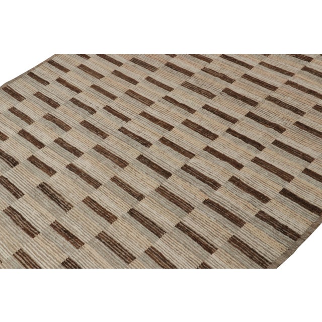 Rug & Kilim Rug & Kilim’s Modern Rug with Beige-brown Geometric Patterns - 6x9 For Sale - Image 4 of 7