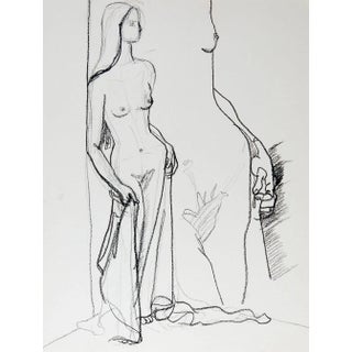 Mid Century Nude Drawing of Woman For Sale