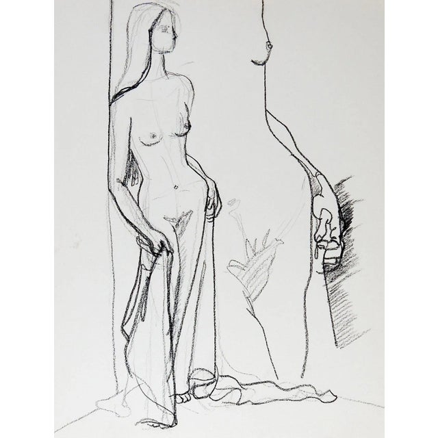 Mid Century Nude Drawing of Woman For Sale