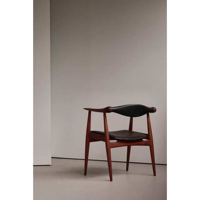 Black Model CH-34 Armchair in Teak & Black Leather from Hans J. Wegner, 1950s For Sale - Image 8 of 18