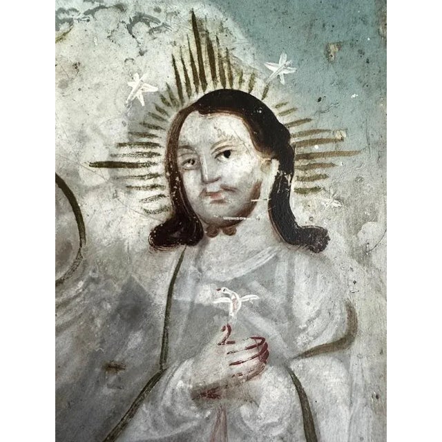 A beautiful vintage Spanish colonial school oil on tin painting. Potential to mat and frame.