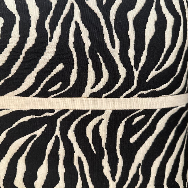 Handcrafted decorative pillow case, black and white zebra print front and solid cream linen back. Invisible zipper,...
