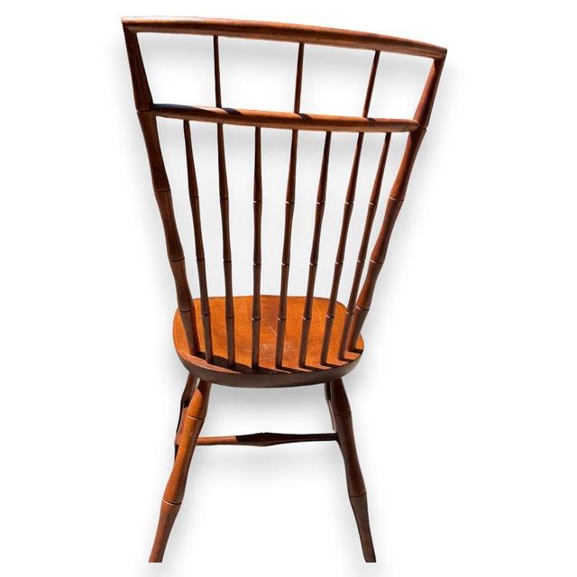 Chestnut Vintage Birdcage Windsor Dining Chairs Attributed to Nichols & Stone Set of 4 For Sale - Image 8 of 17