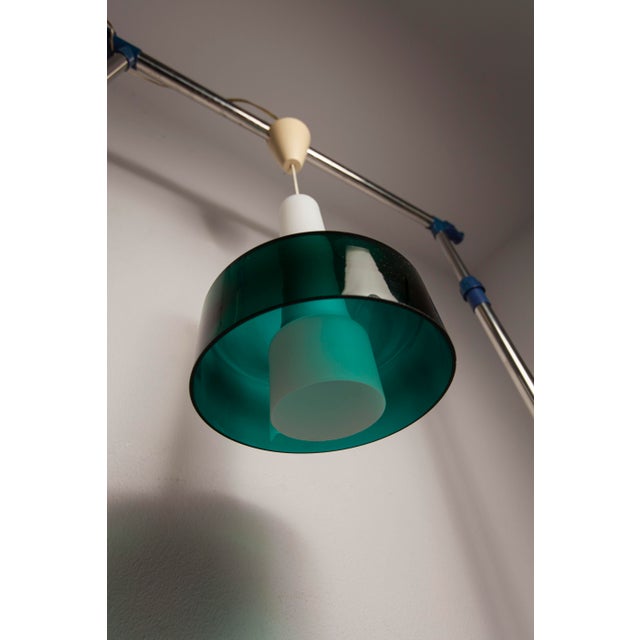 Green Vintage Two-Tone Pendant Light in White Opaline Glass and Green Transparent Glass, 1960s For Sale - Image 8 of 17