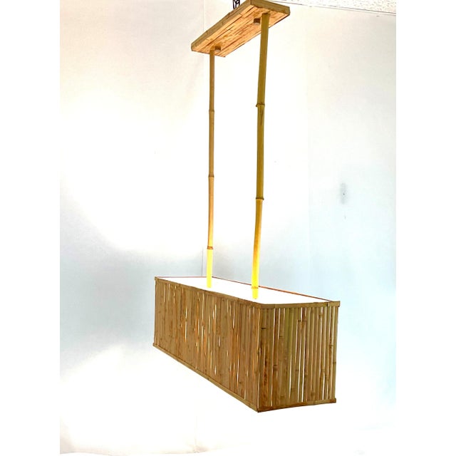 Brown Natural Bamboo Long Pendant For Sale - Image 8 of 10