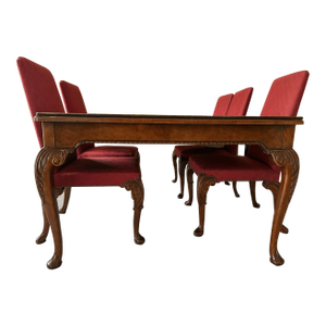 1990s Baker Furniture Rare Queen Anne Walnut Dining Set