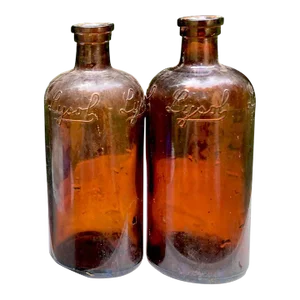 1910 - 1920 Antique Brown Cork Top Lysol Bottles - a Pair
