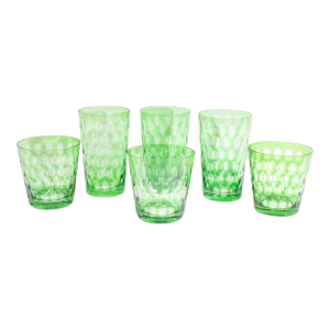Green Cut to Clear Tumblers and Glasses
