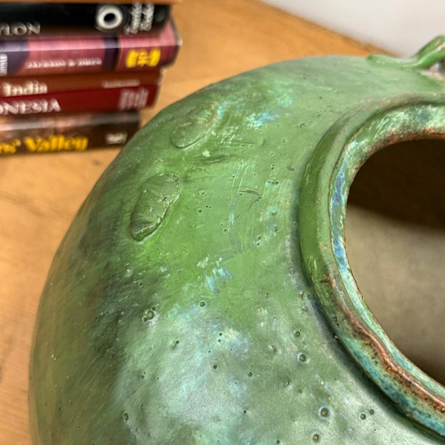 Wabi Sabi Character Green Glazed Stoneware Water Jar For Sale - Image 15 of 15