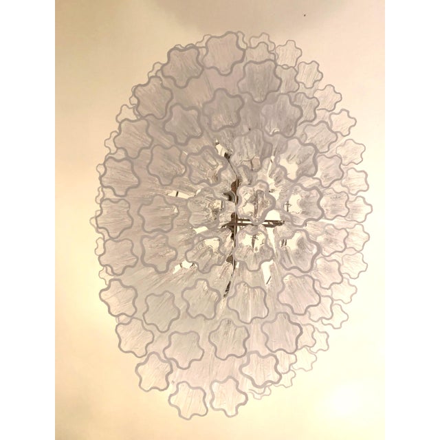 Transparent Contemporary Oval Transparent “Tronchi” Murano Glass Chandelier in Venini Style. For Sale - Image 8 of 9