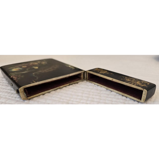 Victorian Late 19th Century Victorian Painted Desk Ensemble With Card Holder, Paper Organizer, and Tin Tray For Sale - Image 3 of 12