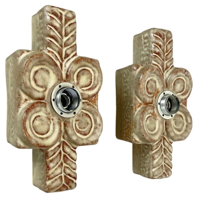 Vintage Ceramic Fat Lava Wall Lights from Pan Ceramics, Germany, 1970s, Set of 2 For Sale - Image 16 of 16