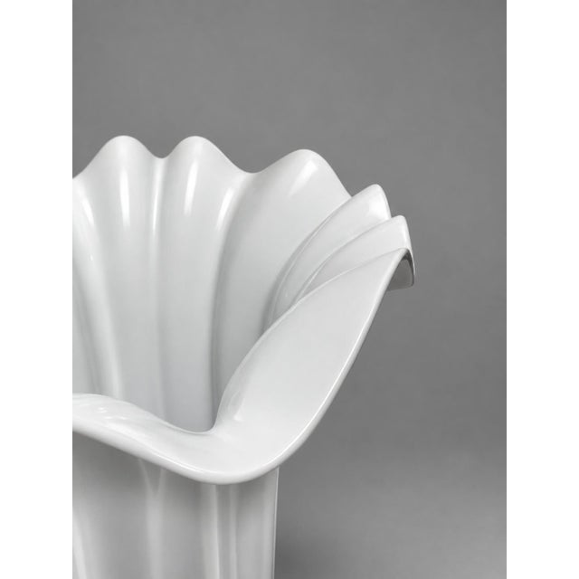 Late 20th Century Hutschenreuther German White Porcelain Fluted Floor Vase, 20th Century For Sale - Image 5 of 8
