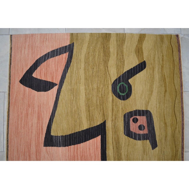 Paul Klee Silence of the Angel Inspired Rug Hand Woven Kilim Rug - 3′10″ × 5′3″ For Sale - Image 11 of 18
