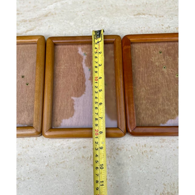 Mid 20th Century Mid 20th Century Solid Teak Wood Picture Frames Wall or Tabletop - Set of 3 For Sale - Image 5 of 5