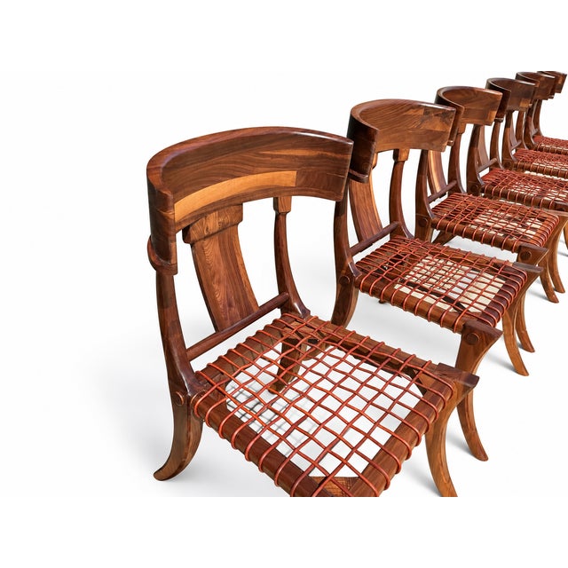 Walnut Klismos Dining Chairs Set of 6 For Sale In San Diego - Image 6 of 6