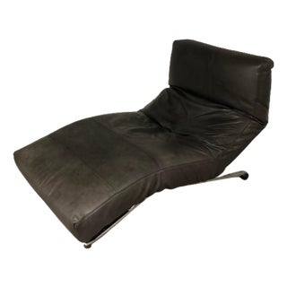 1980s Vintage Niels Eilersen Leather Control Chaise Lounge Chair For Sale