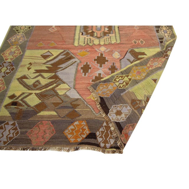 Mid 20th Century Turkish Kars Kilim Rug For Sale - Image 5 of 7