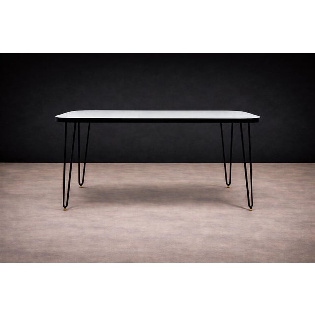Carlo Hauner Dining Table in Hardwood and Iron, Att. To Carlo Hauner, 1950s For Sale - Image 4 of 8