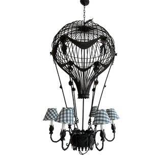 Country French Whimsical Large Hot Air Balloon Chandelier Near Denver For Sale