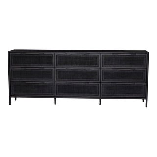 Four Hands Sydney 9 Drawer Dresser - Black Cane For Sale